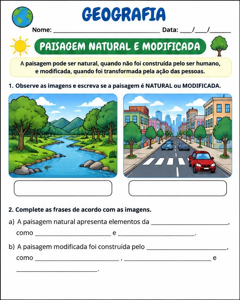 Paisagem natural e modificada