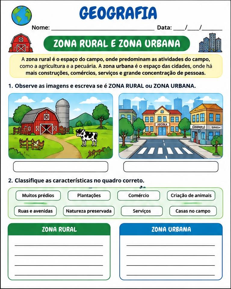 Zona rural e zona urbana